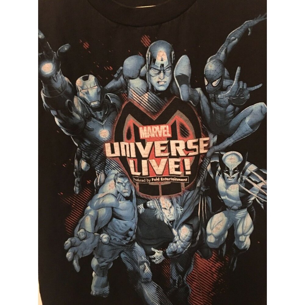MARVEL UNIVERSE LIVE (2 Sided) North American Tour Men's Sz M Hulk Spiderman